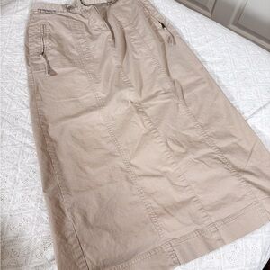 Tan Cargo Maxi Skirt Casual Streetwear Y2K Aesthetic